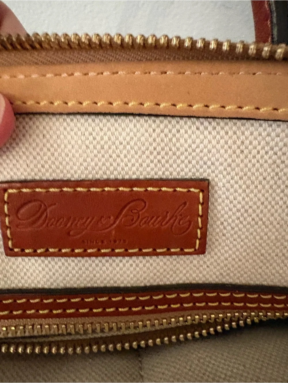 Dooney & Bourke Blue Backpack with Tan Monogram Accents w/ Dust Bag